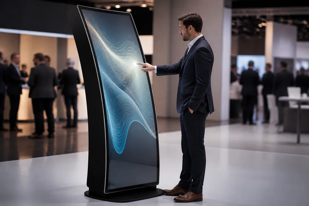 2026 Touch Screen Curved LCD Display for Custom Indoor Signage, Kiosks and Exhibitions